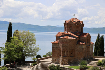 The beautifully situated Church of St. John of Kaneo, Lake Ohrid, North Macedonia  