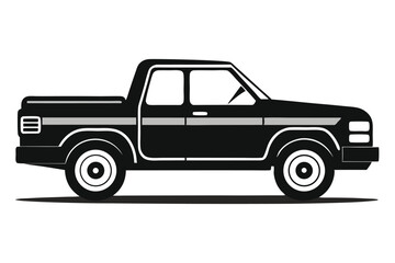 pickup truck silhouette line art vector illustration