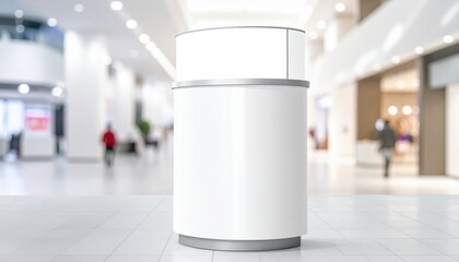 Modern Minimalist White Round Information Point in Shopping Center Indoor