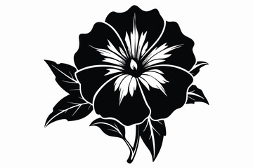 petunia silhouette line art vector illustration