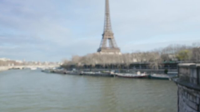 Paris France Cinematic Tilt Up from Croissant to Eiffel Tower Daylight