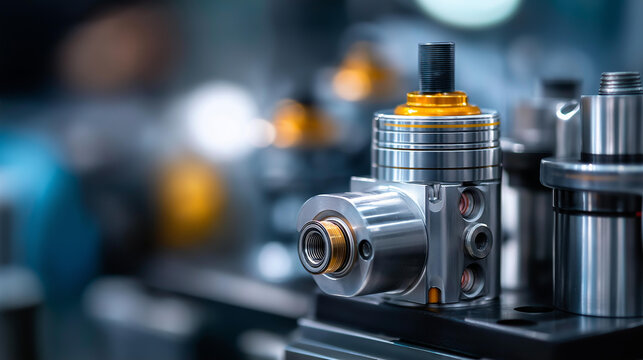 Spare parts of hydraulic piston pump on working inspection and repair maintenance heavy machinery, component servicing, equipment overhaul, mechanical maintenance work, with copy space