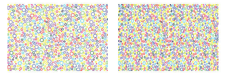 Abstract Seamless Pattern with Vibrant Colorful Circles and Artistic Geometric Doodles for Background.