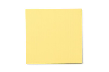 Yellow sticky note, blank paper for memo or reminder, square message pad with transparent background