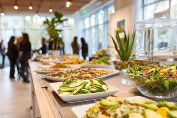 Professional event catering with healthy, gluten-free salad options and plant-based bites