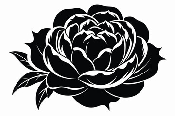 peony silhouette line art vector illustration