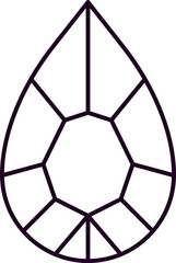Pear cut diamond gemstone outline vector drawing