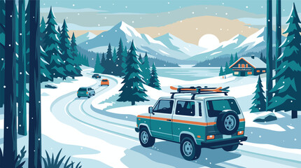 winter road in the snow