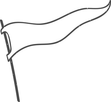 Hand drawing blank pennant flag flying outline illustration