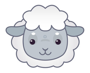 Cute baby lamb head cartoon illustration generating happy mood