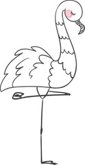 Cute flamingo standing on one leg illustration