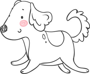 Cute playful dog walking looking happy illustration