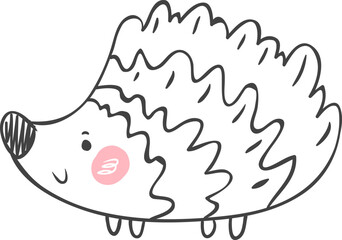 Cute cartoon hedgehog vector drawing for children