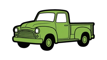 Isolated Clip-Art of Green Truck for Decorating Posters, Websites, and Advertising Materials