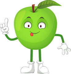 Green apple character having an idea and pointing up