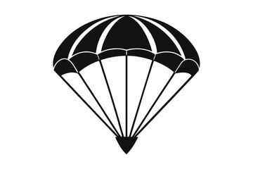 parachute silhouette line art vector illustration