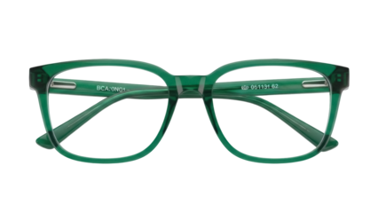 Isolated green eyeglasses. Fashion accessory for vision correction and eye health care.