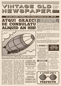 Vintage newspaper layout featuring old airship illustration and news