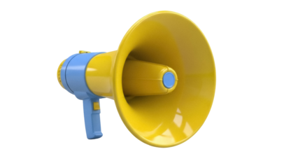 Isolated megaphone speaker for public speaking, bullhorn for emergency announcement, loudspeaker