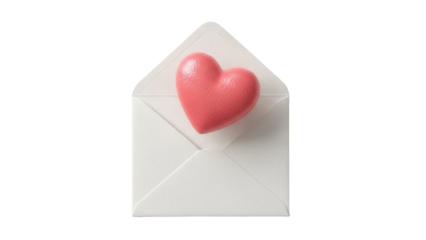 Isolated Invitation or Letter Concept with Red Heart inside Opened Envelope for Love Message