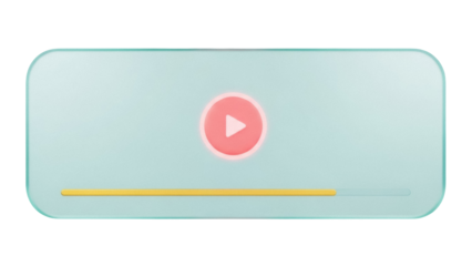 Isolated user interface element of streaming video player design concept with play icon on pale aqua