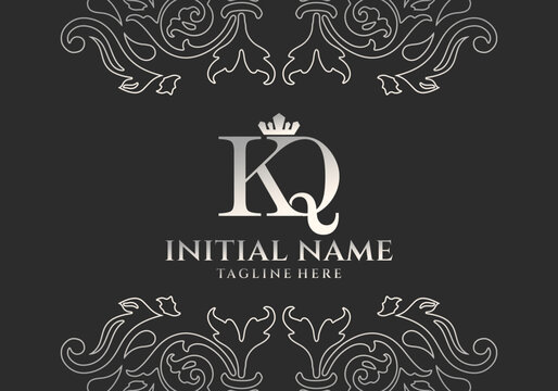 KQ Classic Luxury Logo &ndash; Noble Initial Monogram with Ornamental Border