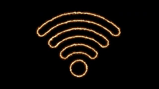 Fire Flame Burning Wireless Symbol on Black Background