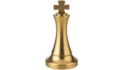 Isolated shiny golden king chess piece, strategic game element for tournaments or play