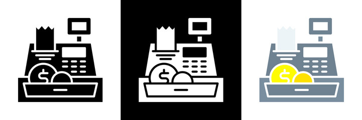Cash Register Icon Set Glyph vector Illustration 