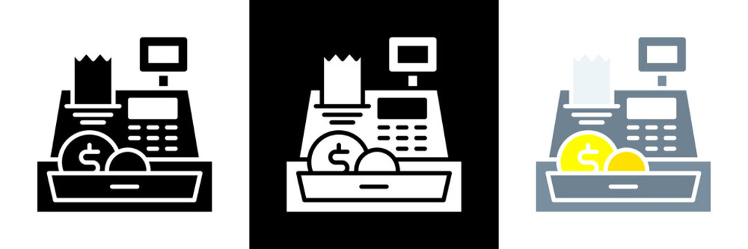 Cash Register Icon Set Glyph vector Illustration 