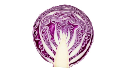 Obraz premium Isolated half slice of red cabbage with organic layers, healthy vegetable for salad prep