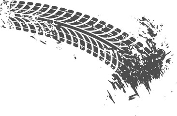 Grungy tire track forming direction arrow