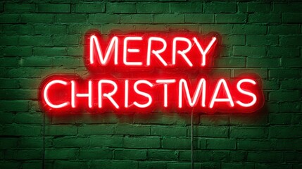 Fototapeta premium Brighten your holiday cheer with a festive glow! Red neon sign, 