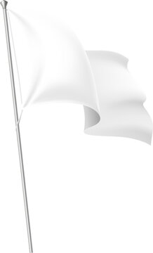 White flag waving on flagpole symbolizing peace and surrender