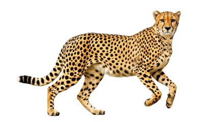 Fototapeta premium Isolated Alert Cheetah Standing, Wild Animal in Motion, Nature Mammal, African Wildlife