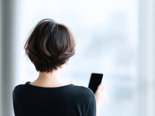 Online health advice concept with woman using smartphone for communication and information