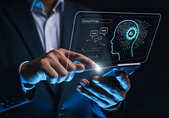 Analyzing ai data on tablet - Technology stock photo - Business stock photo - Business photos - Website header background 