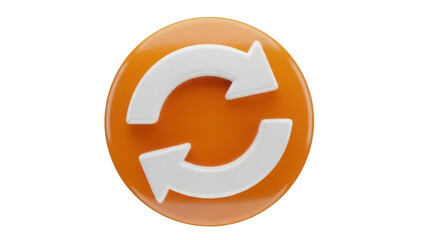 Isolated Orange Refresh Cycle Arrows Icon Symbol, 3D Rendered with Smooth Lighting and Shading