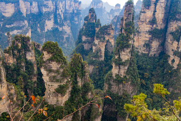 Rock arche inthe Tianzi Mountains (Avatars Mountains) in Zhangjiajie National Forest Park in Hunan, China.