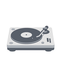 Retro turntable playing a vinyl record.