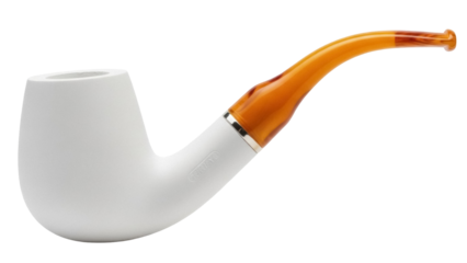 Isolated clay pipe with stem and mouthpiece, smoking equipment, accessory, tool, nobody