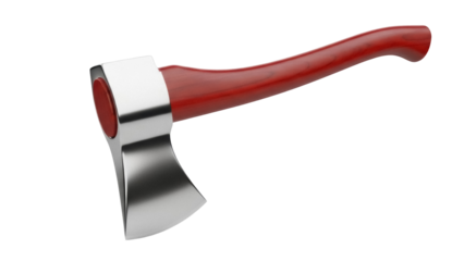 Isolated axe tool for woodworking or carpentry, metal head and wooden handle, sharp edge, modern