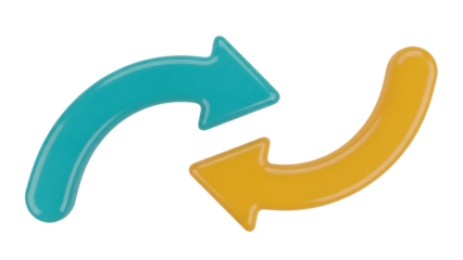 Isolated turquoise and yellow arrows indicate cycling or circulation in an image, illustration