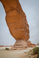 Rainbow Rock, AlUla Desert Rock Formations, Saudi Arabia Dramatic Red Sandstone Landscape
