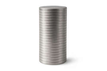 Stacked silver coins creating column, representing finance, savings, investment, wealth, and economy on transparent background