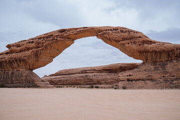 Rainbow Rock, AlUla Desert Rock Formations, Saudi Arabia Dramatic Red Sandstone Landscape

