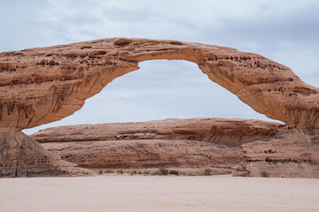 Rainbow Rock, AlUla Desert Rock Formations, Saudi Arabia Dramatic Red Sandstone Landscape
