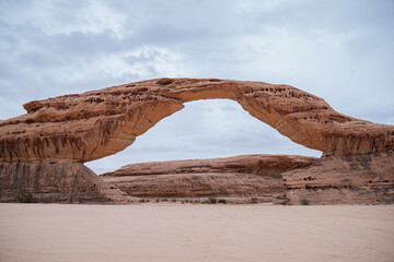 Rainbow Rock, AlUla Desert Rock Formations, Saudi Arabia Dramatic Red Sandstone Landscape
