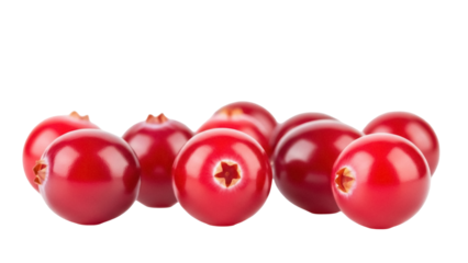 Isolated red cranberries, a festive fruit known for its tart flavor and vibrant color