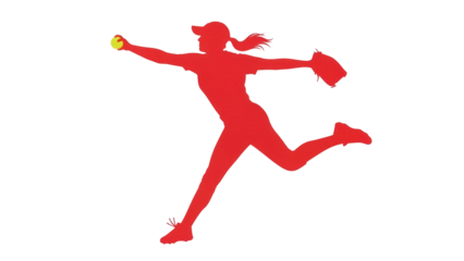 Isolated Woman Softball Pitcher in Delivery with Glove, Arm Extended with Ball in Hand